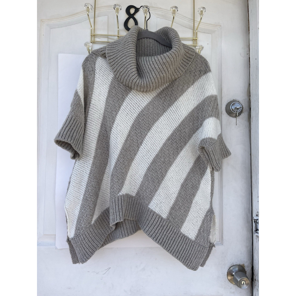 Old Navy Wool Blend Striped Cowl Neck Sweater Poncho size M/L | Cozy Knit - Picture 15 of 16